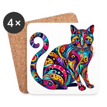 Cat - Coasters (set of 4) - white - Front
