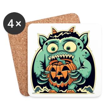 Monstrous creature and scary pumpkin - Coasters (set of 4) - white - Front