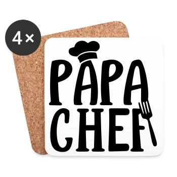 Cadeau Papa Chef de Cuisine ! - Dessous de verre (lot de 4) - blanc - Devant