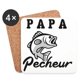 Papa Pêcheur : Cadeau Parfait ! - Dessous de verre (lot de 4) - blanc - Devant