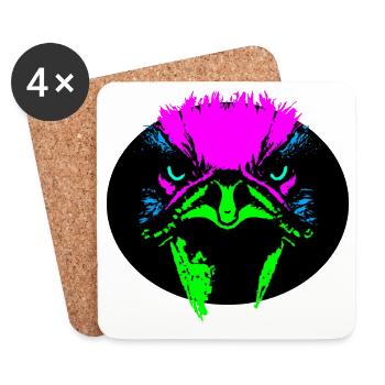 Angry Ostrich - Coasters (set of 4) - white - Front