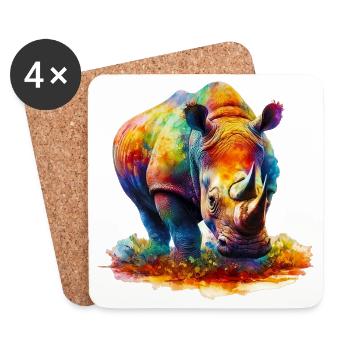 Rhinoceros - Coasters (set of 4) - white - Front