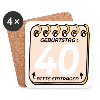 40. Geburtstag - Geburtstagsliste VIERZIG - Untersetzer (4er-Set) - Weiß - Vorne
