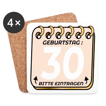 30. Geburtstag Dekoration - Gästeliste Erinnerung - Untersetzer (4er-Set) - Weiß - Vorne