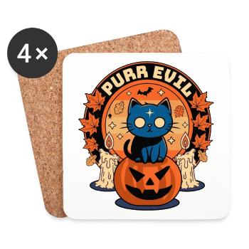 Purr Evil Funny Halloween Cat - Dessous de verre (lot de 4) - blanc - Devant