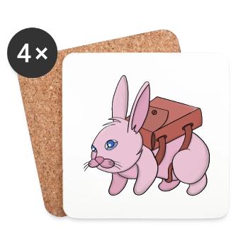Hase geht zur Schule - Untersetzer (4er-Set) - Weiß - Vorne