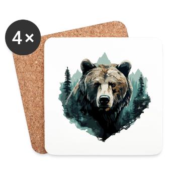 Bear, Forest, Nature, Mountain, Winter, Animal, Bears - Coasters (set of 4) - white - Front