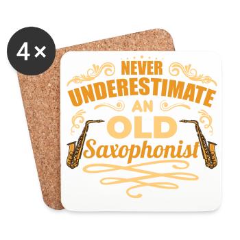 Never Underestimate An Old Saxophonist - Untersetzer (4er-Set) - Weiß - Vorne