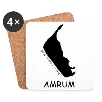 Amrum Koordinaten - Untersetzer (4er-Set) - Weiß - Vorne