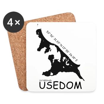 Usedom Koordinaten - Untersetzer (4er-Set) - Weiß - Vorne