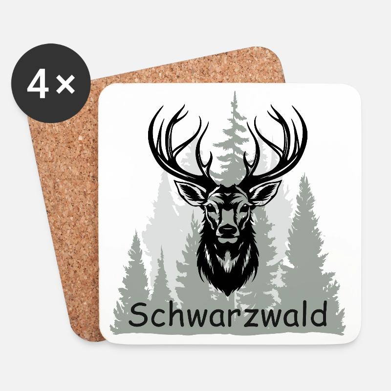Schwarzwald - Untersetzer (4er-Set) - Weiß