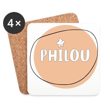 Philou - Dessous de verre (lot de 4) - blanc - Devant