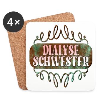 DIALYSESCHWESTER - Fachkraft für Dialyse - Untersetzer (4er-Set) - Weiß - Vorne
