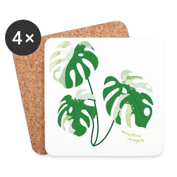 monstera variegata pflanze plant-mom grüner daumen - Untersetzer (4er-Set) - Weiß - Vorne