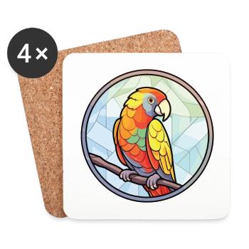 Parrot Colorful Watercolor Animal Pet Illustration - Coasters (set of 4) - white - Front