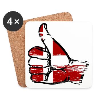 Drapeau du Danemark Symbole de droite - Dessous de verre (lot de 4) - blanc - Devant