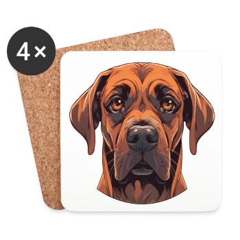 Rhodesian Ridgeback Dog Colorful Watercolor Pet - Coasters (set of 4) - white - Front