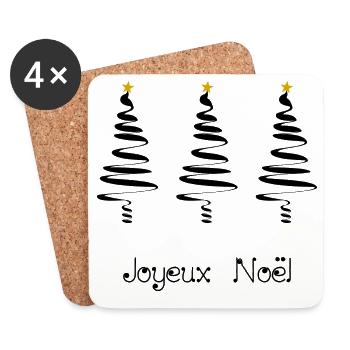 NOËL. ANNEE. ANNIVERSAIRE. RETRAITE. FÊTE DES PERE - Dessous de verre (lot de 4) - blanc - Devant