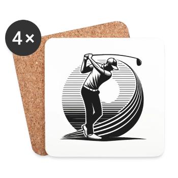 Golfeur - Dessous de verre (lot de 4) - blanc - Devant