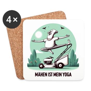 Mowing is my yoga - Coasters (set of 4) - white - Front