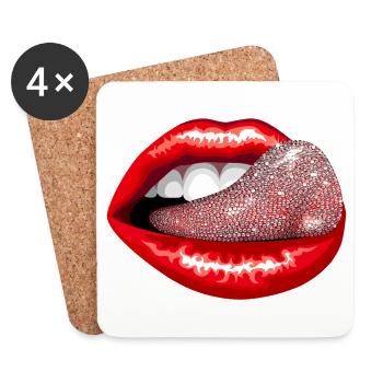 Glitzerzunge - Untersetzer (4er-Set) - Weiß - Vorne