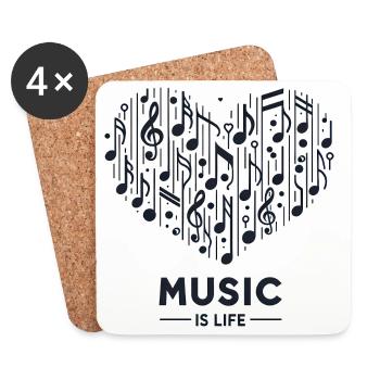 La musique, c’est la vie - Dessous de verre (lot de 4) - blanc - Devant