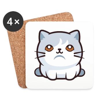 Scottish Fold Shorthair chat dessin animé Art de l’aquarelle - Dessous de verre (lot de 4) - blanc - Devant