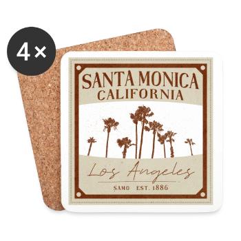 Santa Monica Retro Palm Trees - Coasters (set of 4) - white - Front