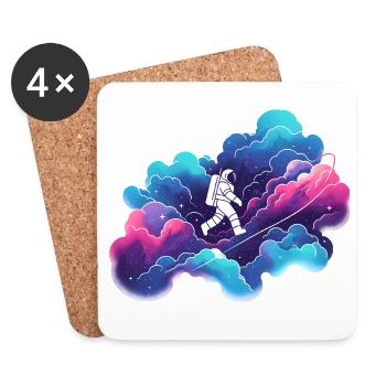 Astronaut in the Colorful Nebula: Space Hike - Coasters (set of 4) - white - Front