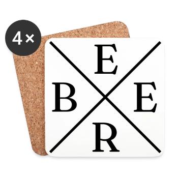 Beer Cross Logo - Untersetzer (4er-Set) - Weiß - Vorne