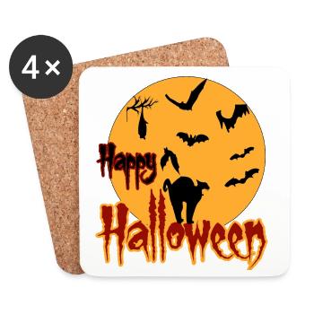 happy halloween Mond cat - Untersetzer (4er-Set) - Weiß - Vorne