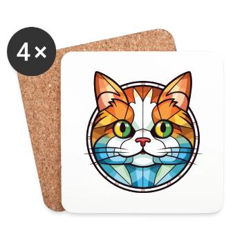 Munchkin-Katze bunte Aquarell-Haustier-Illustration - Untersetzer (4er-Set) - Weiß - Vorne