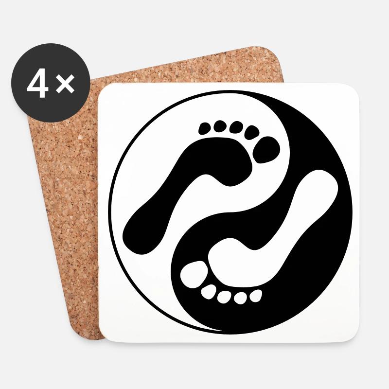 barfuß natural runners yin yang - Untersetzer (4er-Set) - Weiß