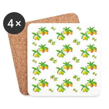 Delicious Mangoes - Pattern - Coasters (set of 4) - white - Front