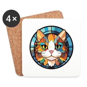 Munchkin-Katze bunte Aquarell-Haustier-Illustration - Untersetzer (4er-Set) - Weiß - Vorne