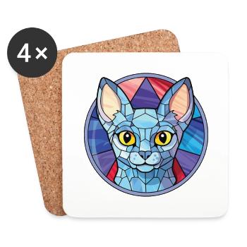 Korat Cat Cat Breed Illustration aquarelle colorée - Dessous de verre (lot de 4) - blanc - Devant