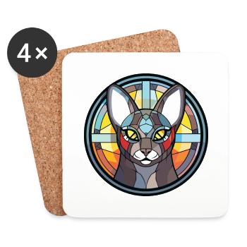 Korat Cat Cat Breed Illustration aquarelle colorée - Dessous de verre (lot de 4) - blanc - Devant