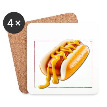 hot dog fast food eingerahmt - Untersetzer (4er-Set) - Weiß - Vorne