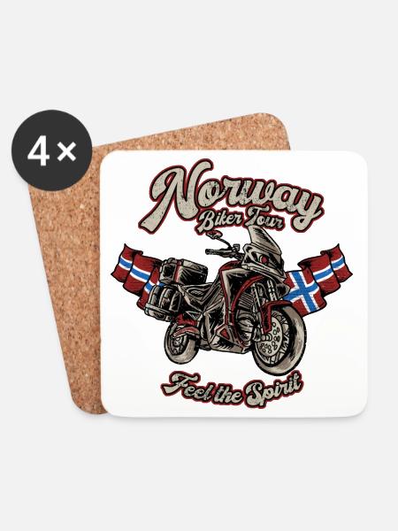 NORWAY - Biker Tour - light - Untersetzer (4er-Set) - Weiß