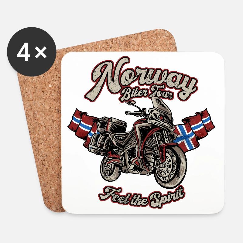 NORWAY - Biker Tour - light - Untersetzer (4er-Set) - Weiß