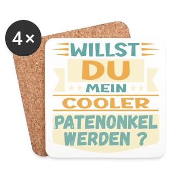 PATENONKEL WERDEN - ONKEL TAUFE PATE - Untersetzer (4er-Set) - Weiß - Vorne