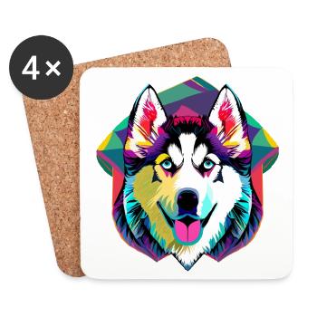 Colorful Husky - Coasters (set of 4) - white - Front