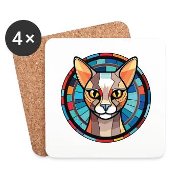 Burmilla chat aquarelle colorée Illustration pour animaux de compagnie - Dessous de verre (lot de 4) - blanc - Devant