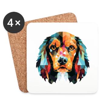 Alpine Spaniel Dog Breed Watercolor Illustration - Coasters (set of 4) - white - Front