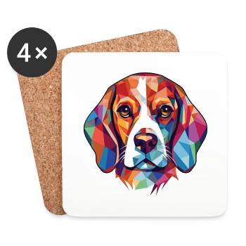 Beagle Hunderasse bunte Aquarell-Illustration - Untersetzer (4er-Set) - Weiß - Vorne