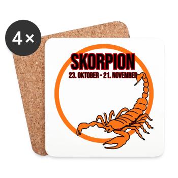 Skorpion Sternzeichen - Untersetzer (4er-Set) - Weiß - Vorne