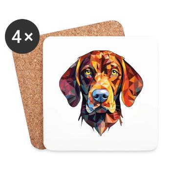 Auvergne Pointing Dog Breed Colorful Watercolor - Coasters (set of 4) - white - Front