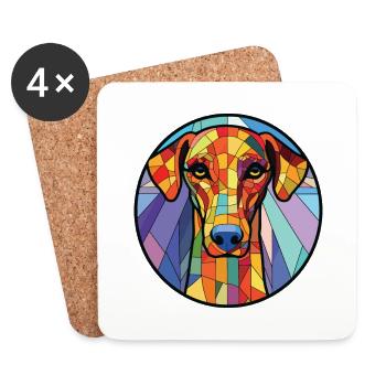 Azawakh Dog Breed Colorful Watercolor Illustration - Coasters (set of 4) - white - Front