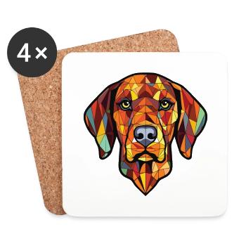 Burgos Pointer chien race aquarelle Illustration - Dessous de verre (lot de 4) - blanc - Devant