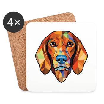Bosniaque chien à poil rugueux chien race aquarelle - Dessous de verre (lot de 4) - blanc - Devant